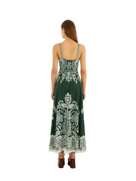 Miranda Belt Buckles Maxi Dress-Dark Green