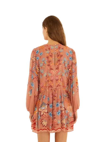 Boho Enchance Lace Long Sleeve Dress- Mocha