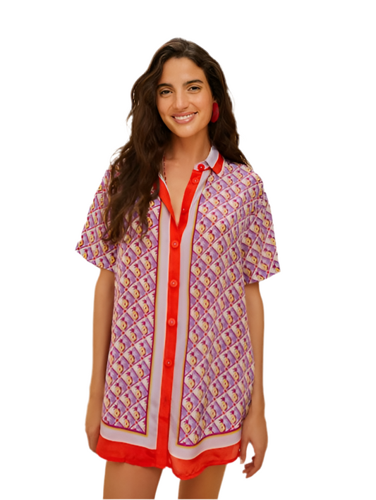 Graphic Pineapple Scarf Shirt