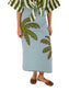 Embroidered Palm Tree Maxi Skirt- Blue