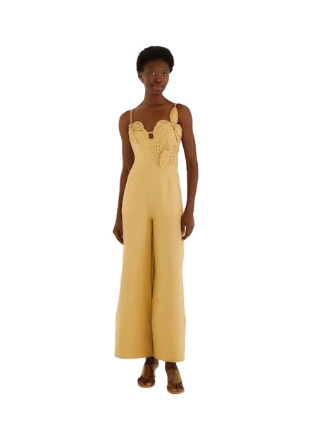 Flowered Jumpsuit- Sand