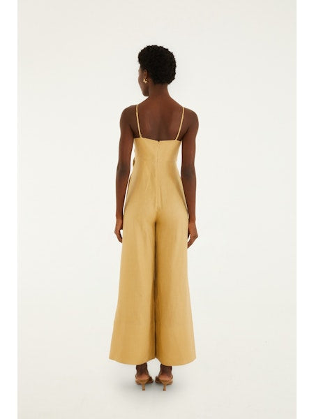 Flowered Jumpsuit- Sand