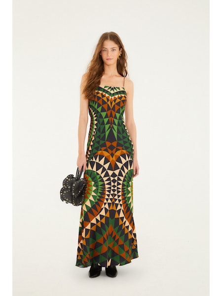 Heart Deco Maxi Dress- Green