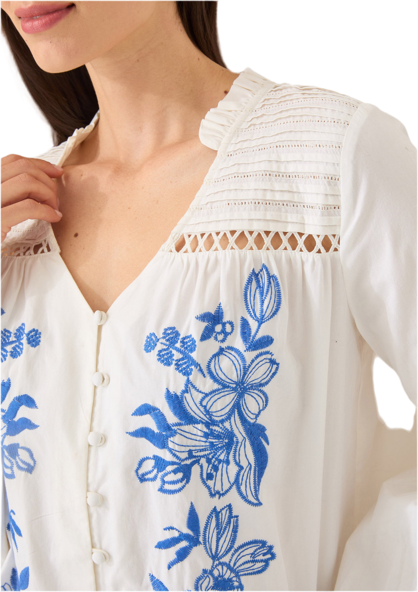 Helena Shirt- White/Blue