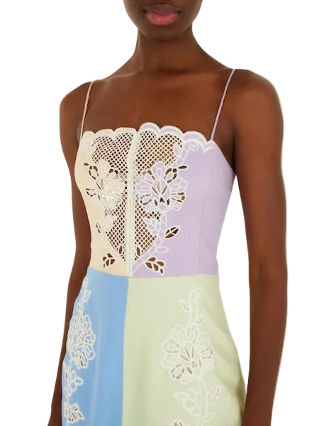 Multicolor Embroidery Midi Dress