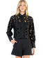 Eyelet Detailed Button Down Shirt- Black
