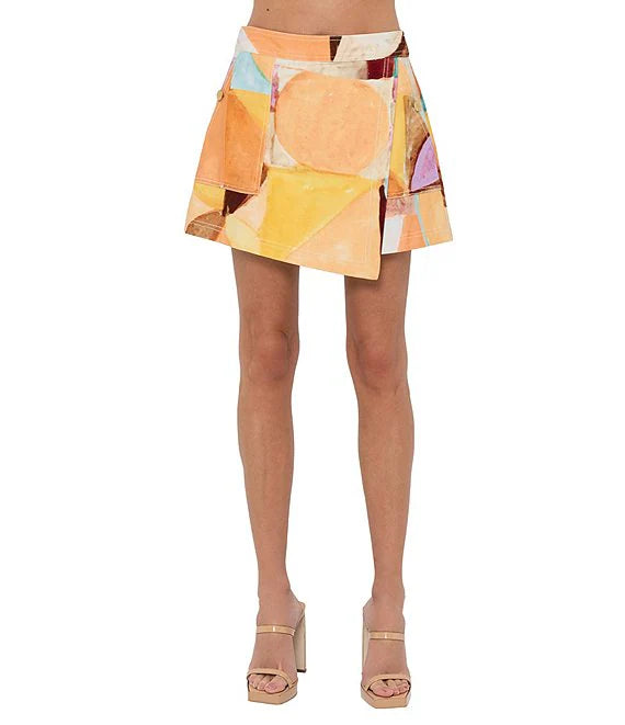 Noa Printed Wrap Mini Skort