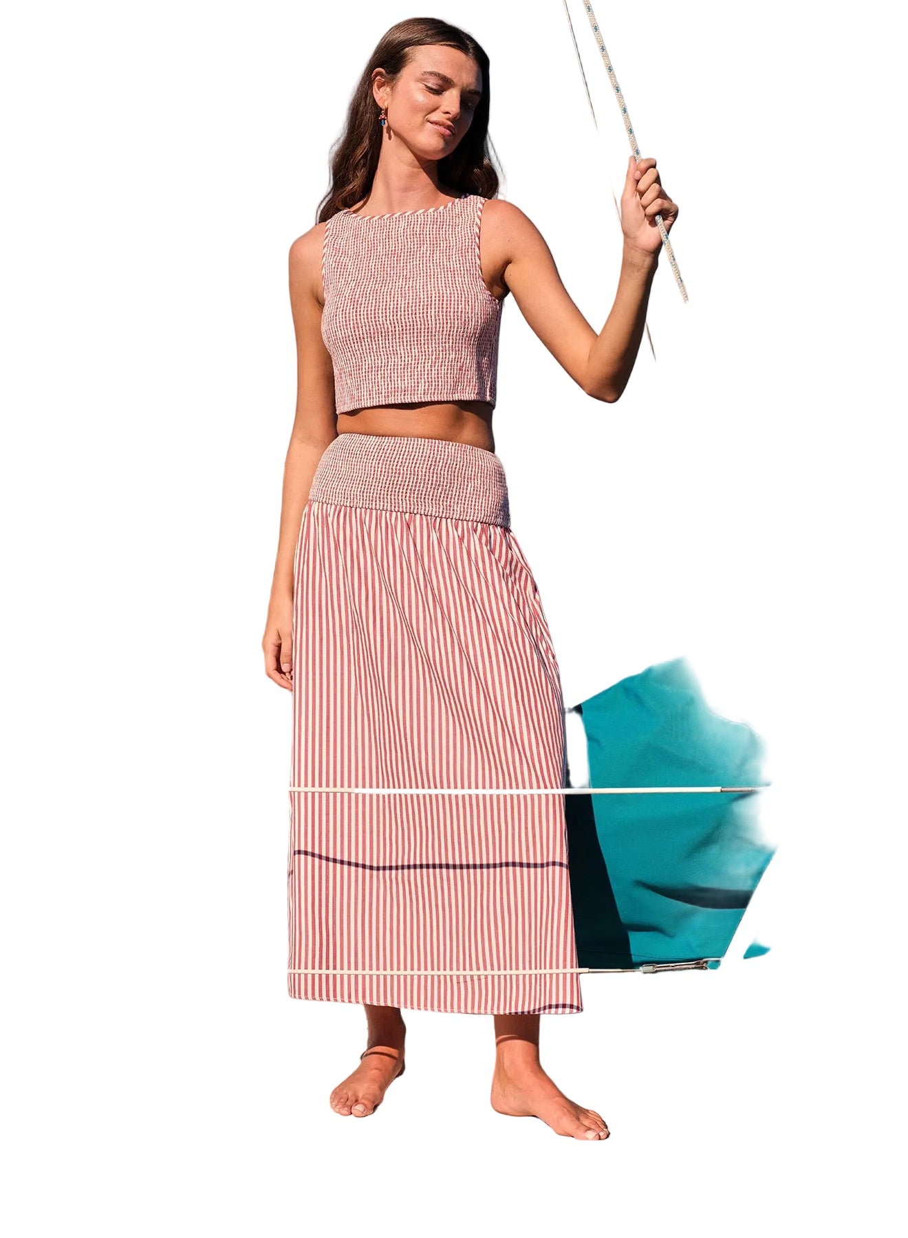 Garnet Two Piece Maxi Set- Red/White