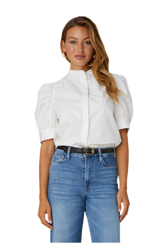 Savannah Puff Sleeve Button Down- White