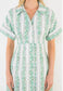 Short Sleeve Printed Button Down Dress- Green