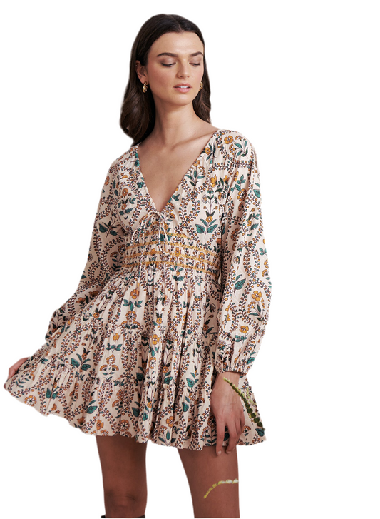 Gale Long Sleeve Mini Dress- Multi