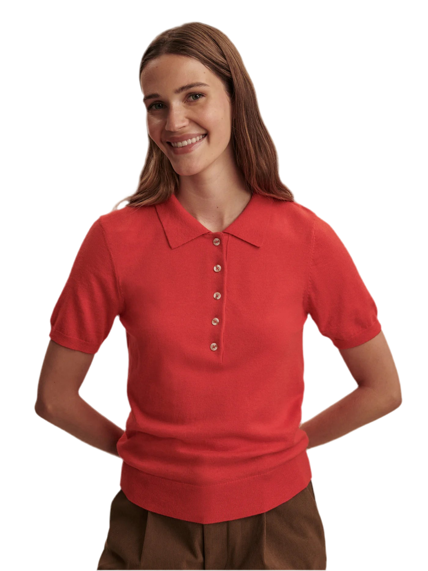 Toni Fine Knit Polo- Poinsettia