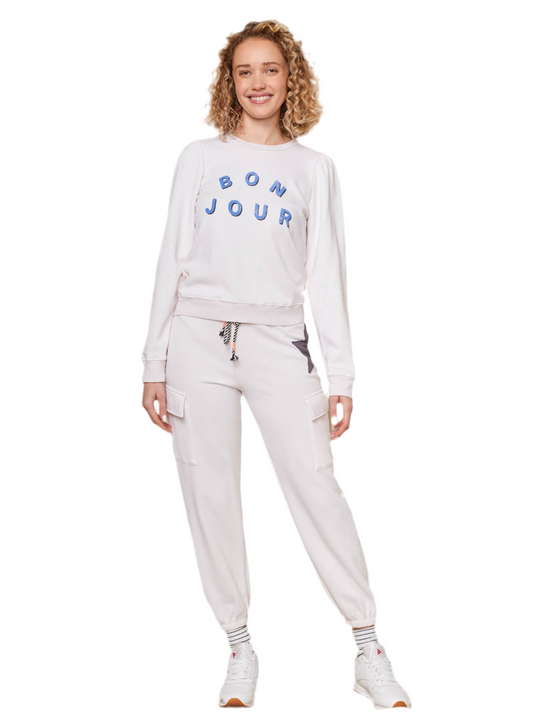 Puff Sleeve Sweatshirt- Bonjour