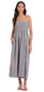 Seersucker Smocked Midi Dress-Black