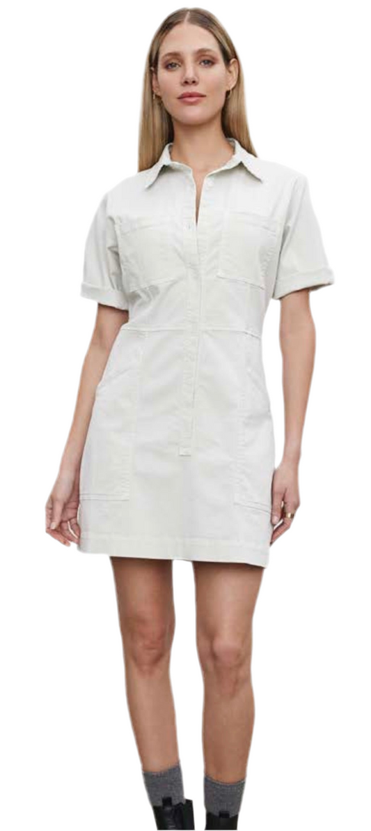 Christina Short Sleeve Collared Dress- Ice