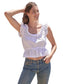 Ruffle Drawstring Waist Top- Optic White