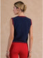 Scoop Neck Sweater Vest- Navy/red