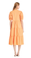 Short Puff Sleeve Midi Dress- Orange