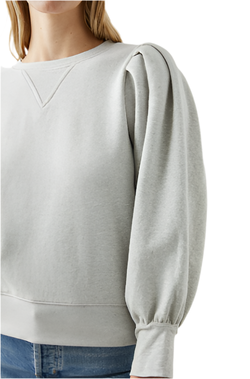 Tiffany Puff Shoulder Sweatshirt- Heather Grey