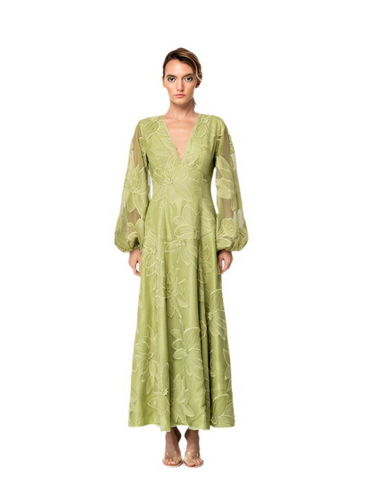 Sarilla Crochet Maxi Dress- Green