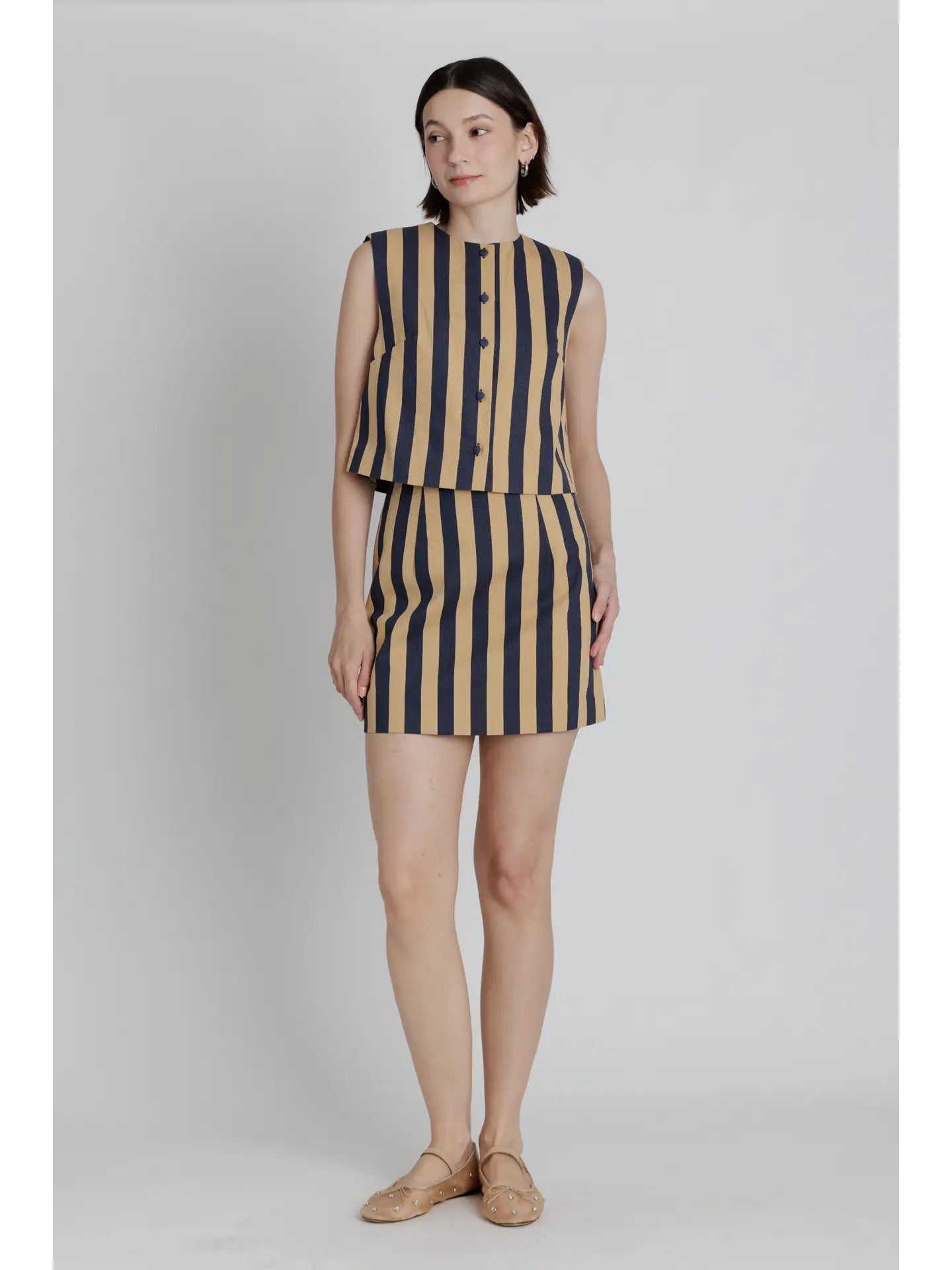 Striped Mini SKirt- Camel