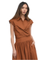 Eloise Wrap Front Extended Shoulder Poplin Top