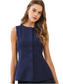 Sleeveless Zip Front Tailored Top- Navy