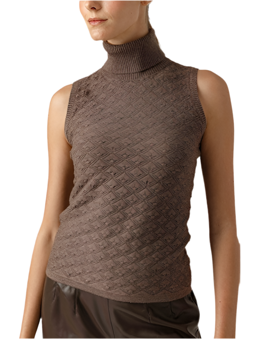 Roscoe Sleeveless Turtleneck- Carbon