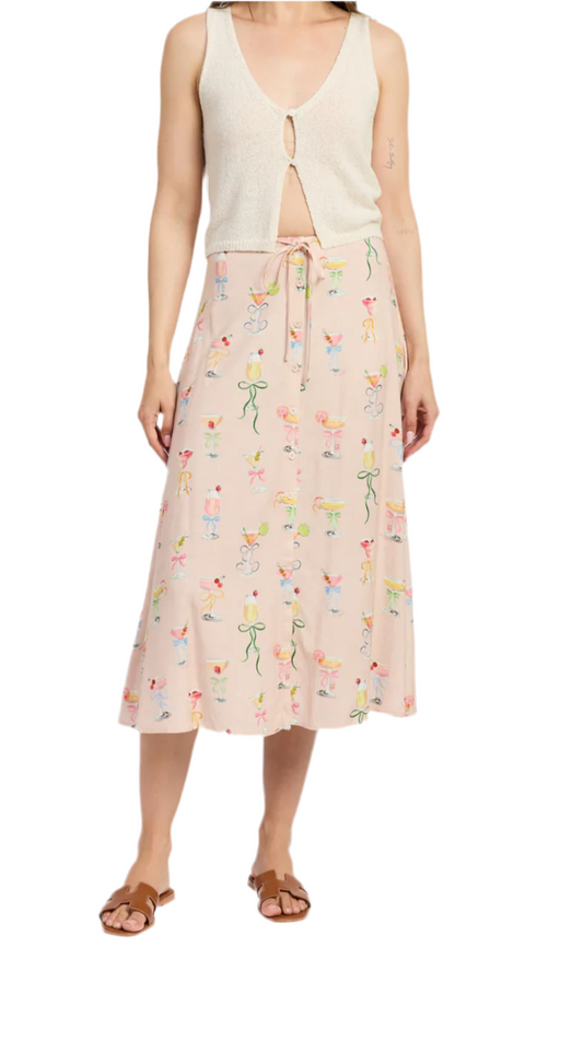 Mia Midi Skirt- Pink multi