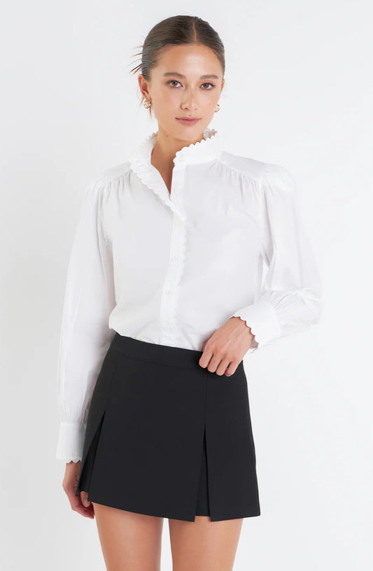 Scallop trimmed blouse
