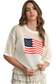 Short Sleeve Knit American Flag Top- Ivory