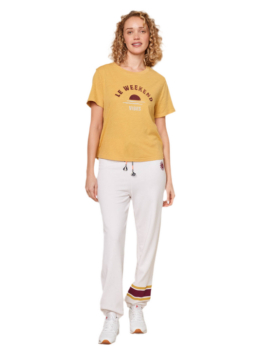Le Weekend Boxy Crew Tee- Daffodil