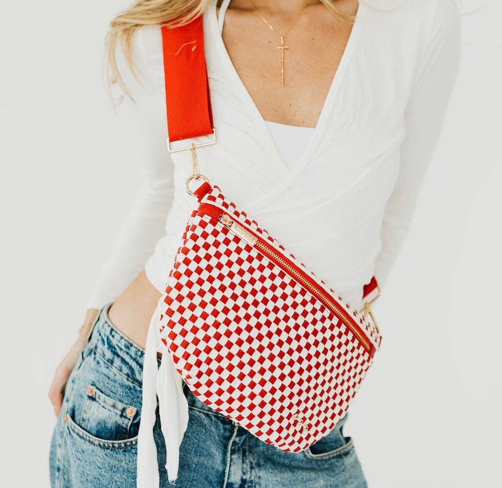 Westlyn Woven Bum Bag - Woven Checkered Orange