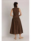 Curved Yoke Midi Dress- Brown