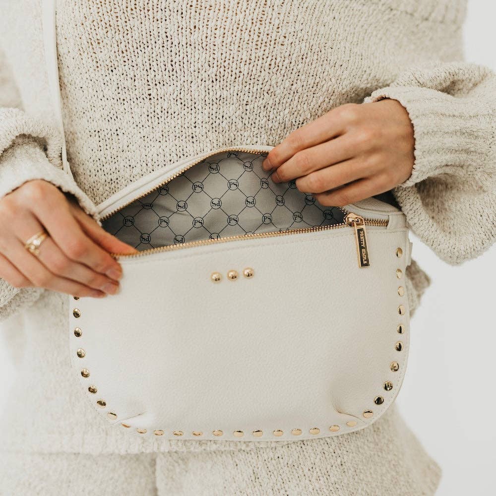 Pebble Sabrina Studded Bum Bag: Cream
