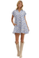 Ginko Printed Mini Dress- Blue