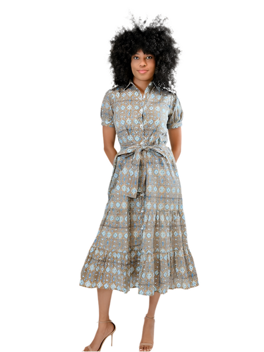 Val Short Sleeve Maxi Dress- Sandstone