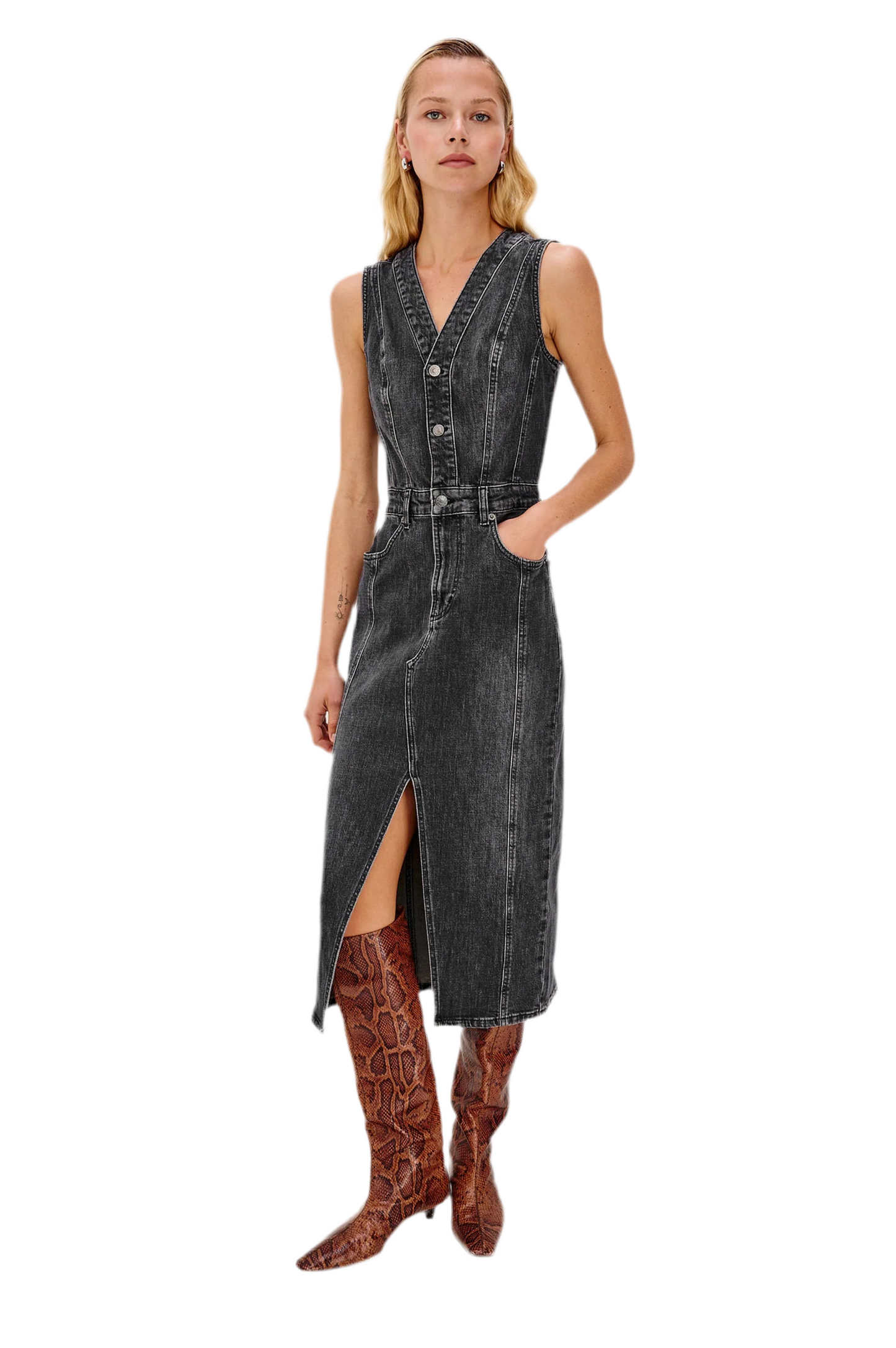 Westwood Midi Denim Dress- Black Pearl