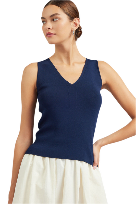 Sleeveless V Neck Sweater Top