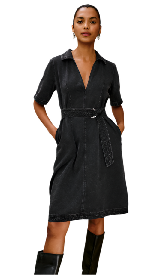 Mavis Denim Dress- Washed Black