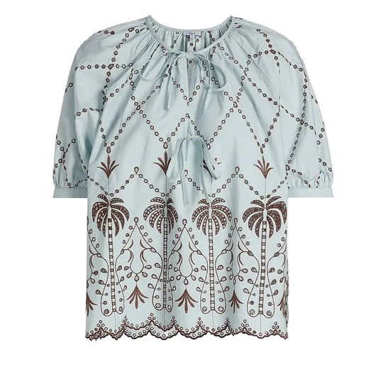 Catalene Eyelet Top- Ocean Palms