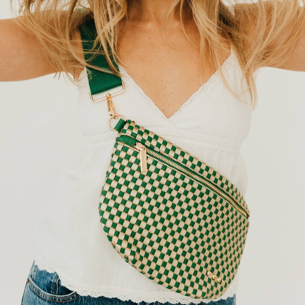 Westlyn Woven Bum Bag - Woven Checkered Orange