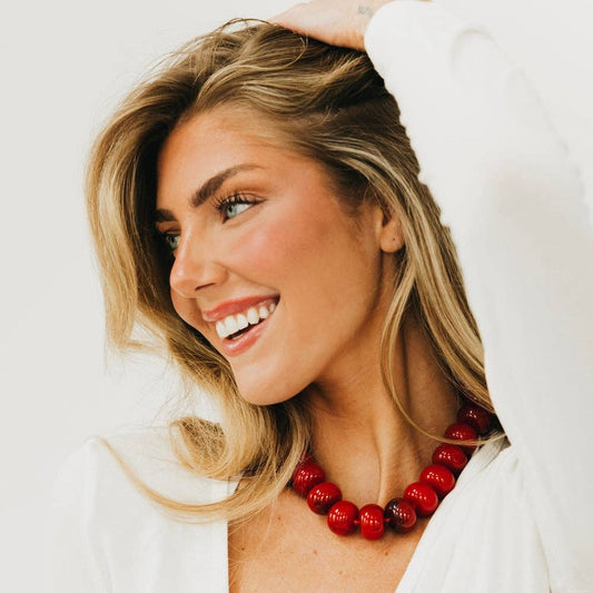Bella Beaded Necklace : Red
