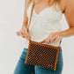 Veda Woven Crossbody and Clutch Bag- Checkered Coffee