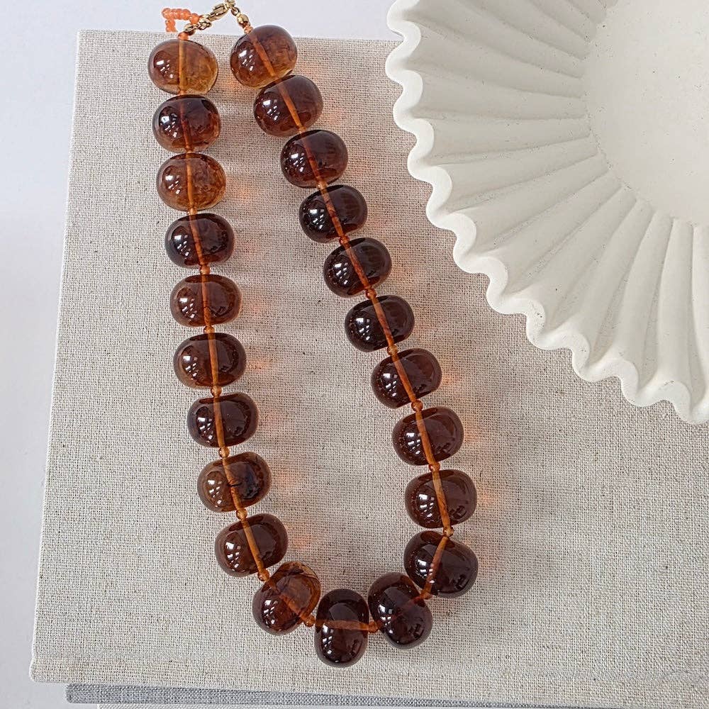 Bella Beaded Necklace : Amber