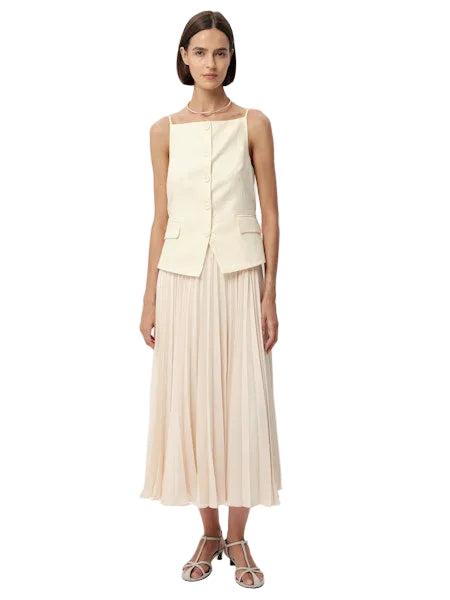 Angeletta Pleated Skirt Midi Dress- Butter