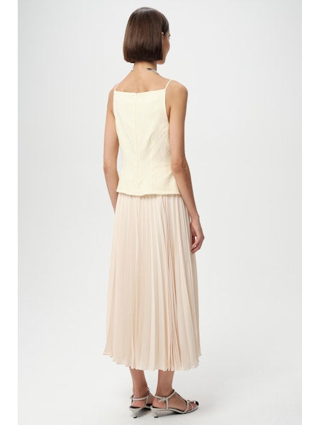Angeletta Pleated Skirt Midi Dress- Butter