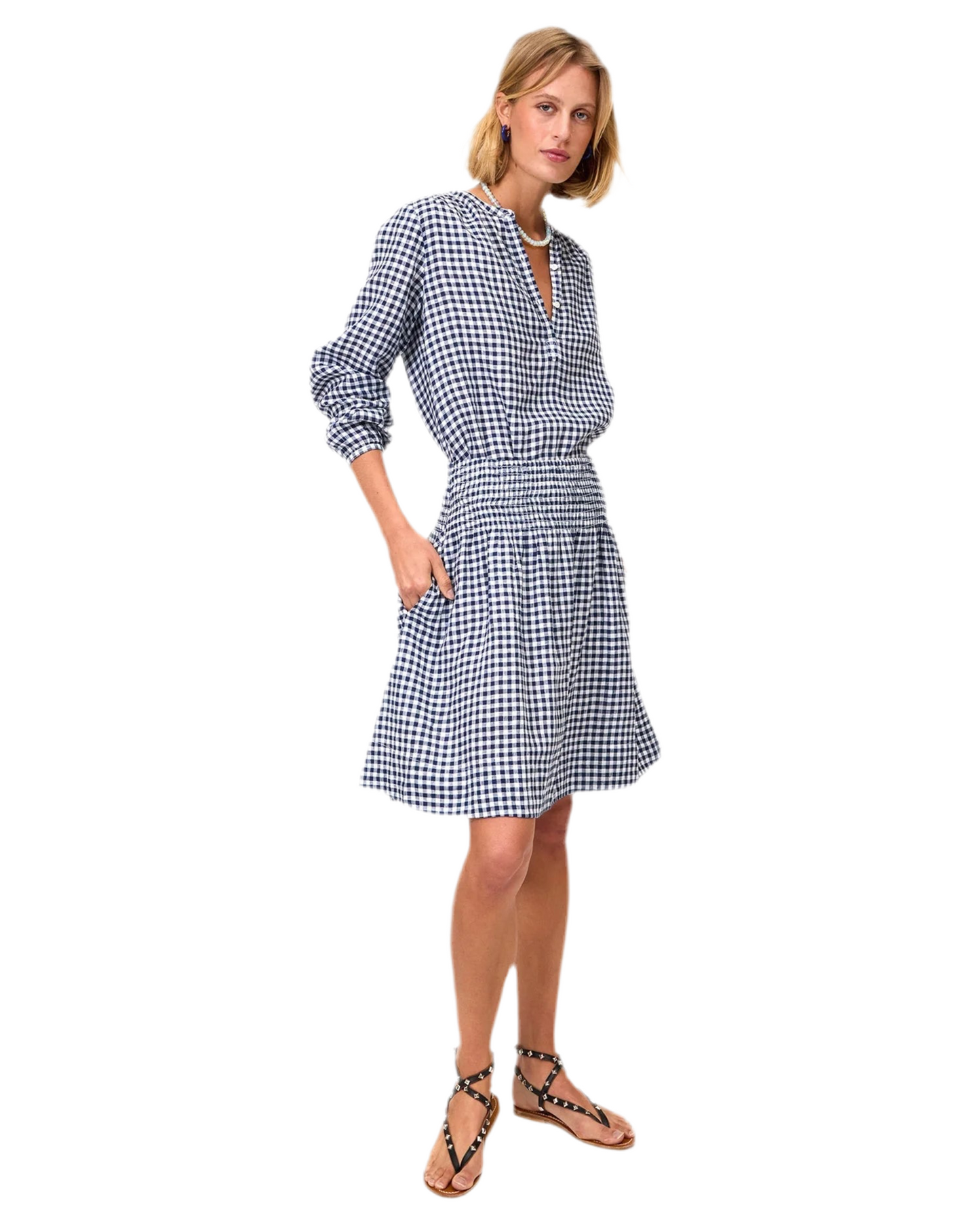 Zoe Court Skirt- Navy/White Gingham