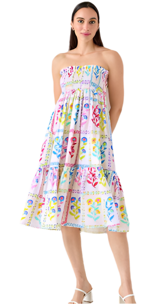 Frida Skirt Dress- Floral Stamp