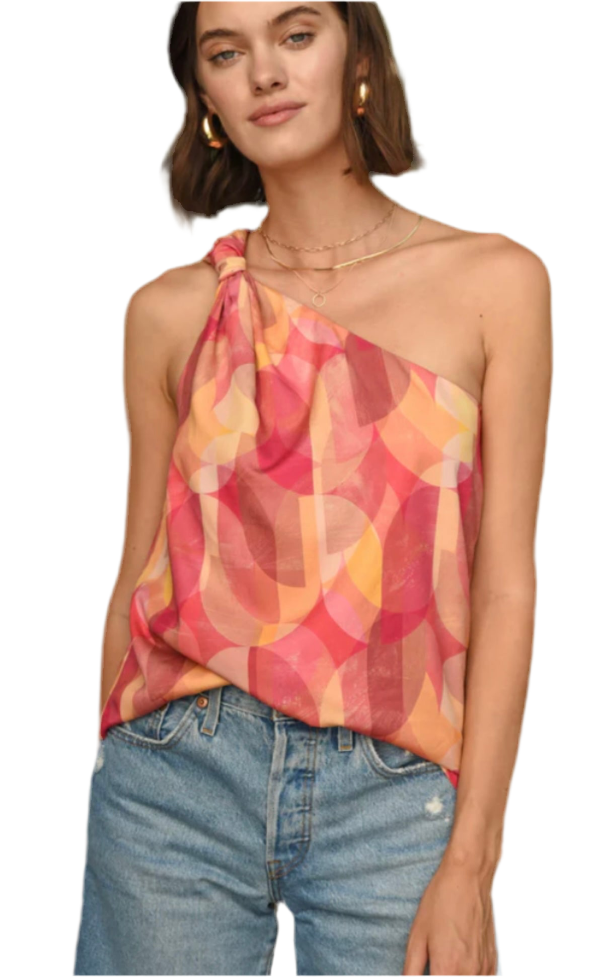 Diedre One Shoulder Top- Fuchsia Yellow